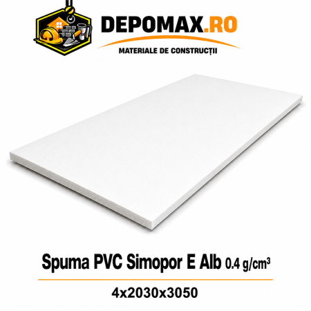 Placa rigida PVC Simopor E Alb 0.4 g/cm3, 4x2030x3050 mm